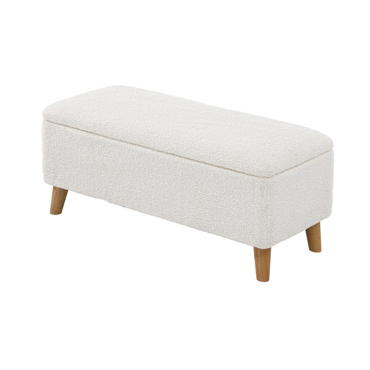 NNEED Storage Ottoman Sherpa Fabric White