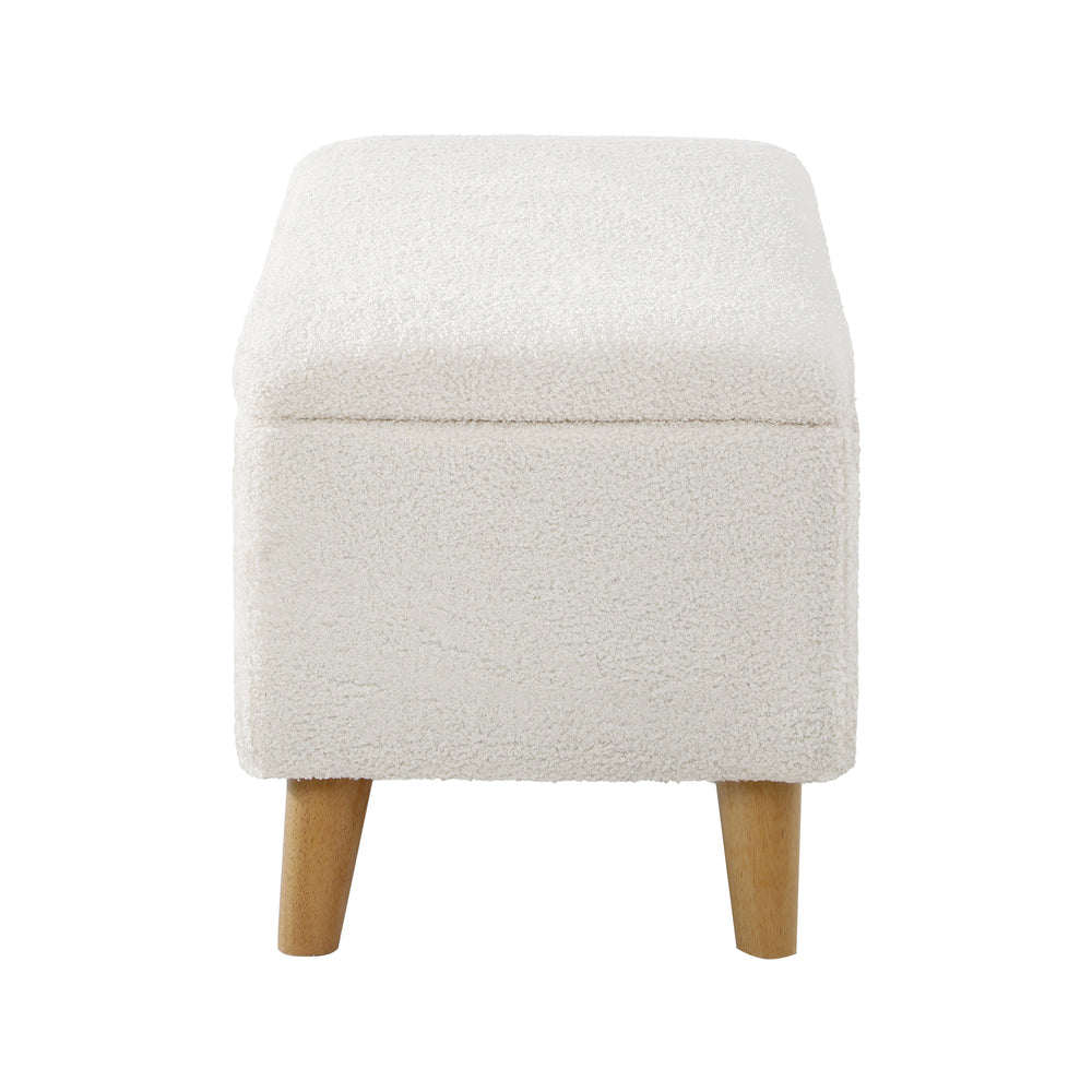 NNEED Storage Ottoman Sherpa Fabric White