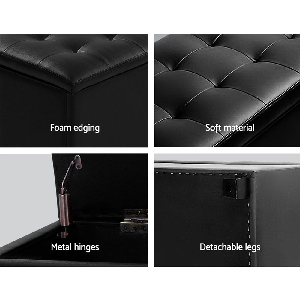 NNEDSZ  Leather Storage Ottoman - Black