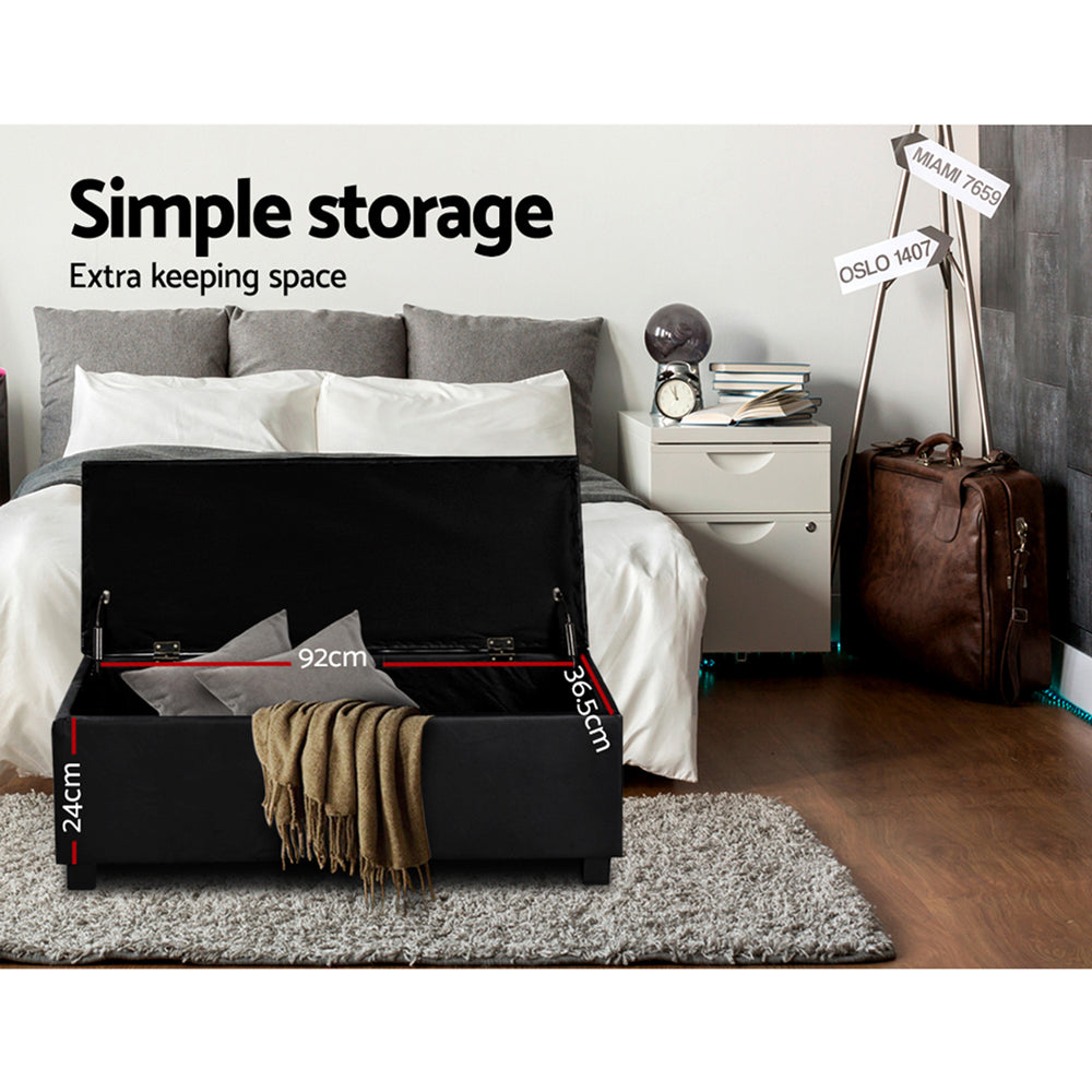 NNEDSZ  Leather Storage Ottoman - Black