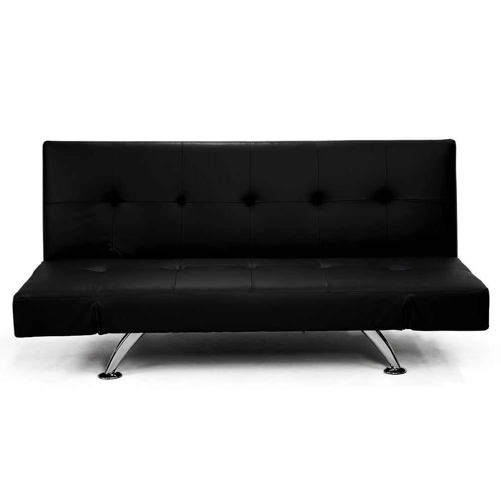 NNEDPE Sarantino 3 Seater Faux Leather Sofa Bed Lounge - Black