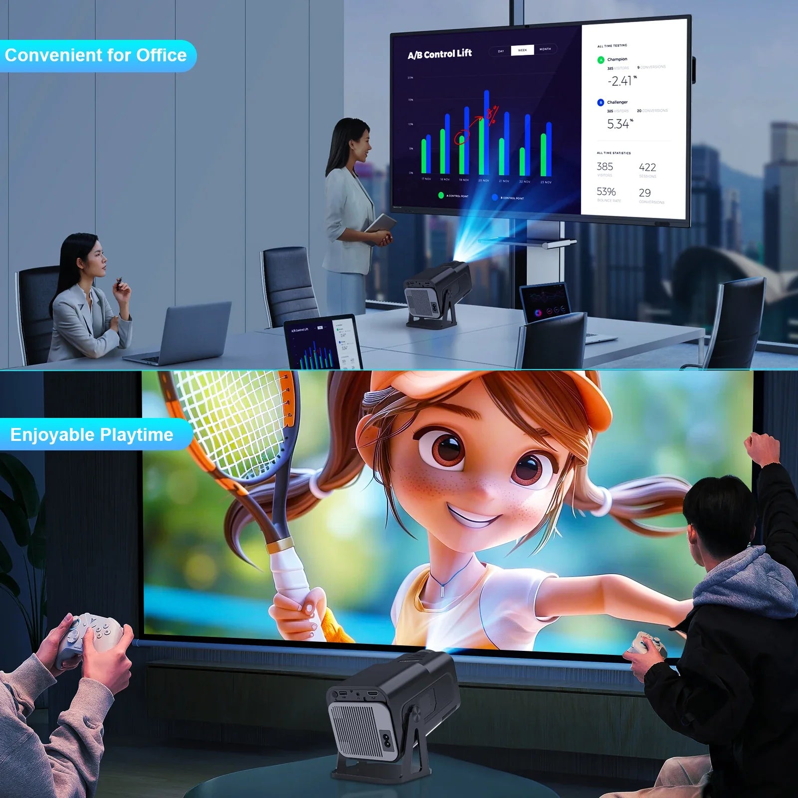 NNEOBA Android 13 Mini Projector Black-4