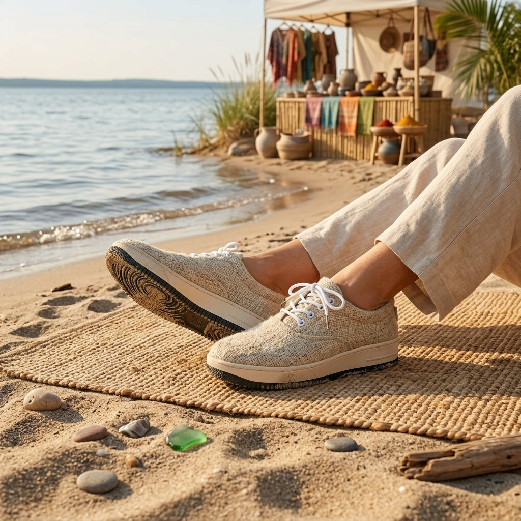 Organic Hemp Sneakers – Hemp Shoes Australia Beige Lace-Up