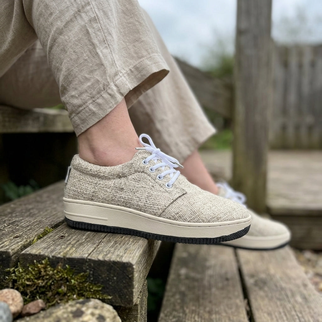 Organic Hemp Sneakers – Hemp Shoes Australia Beige Lace-Up