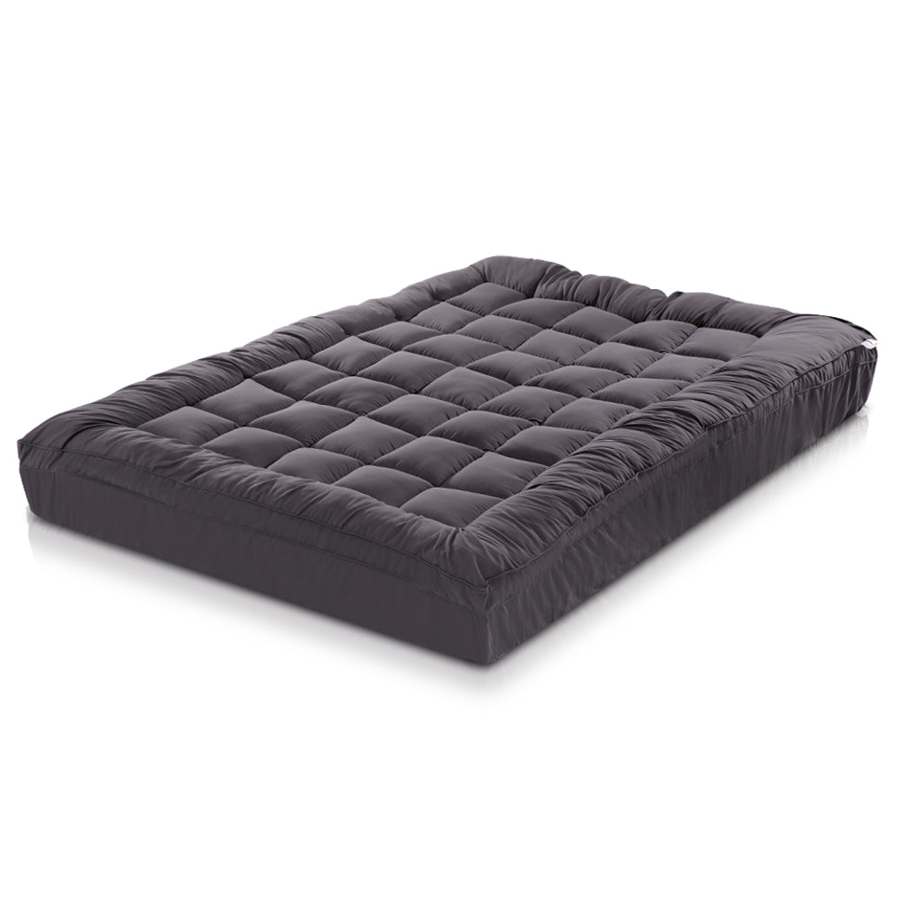 NNEDSZ King Mattress Topper Pillowtop 1000GSM Charcoal Microfibre Bamboo Fibre Filling Protector