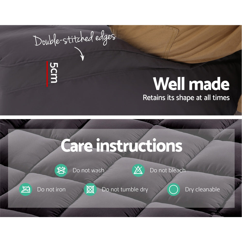NNEDSZ King Mattress Topper Pillowtop 1000GSM Charcoal Microfibre Bamboo Fibre Filling Protector