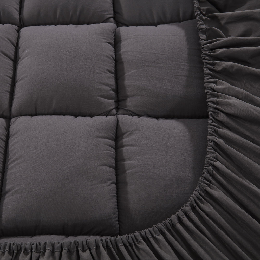 NNEDSZ King Mattress Topper Pillowtop 1000GSM Charcoal Microfibre Bamboo Fibre Filling Protector