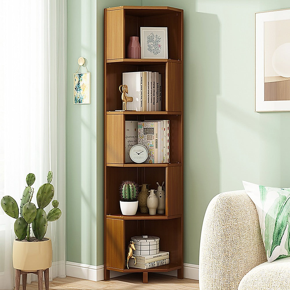 NNEDSZ 5-Shelf Corner Bookcase Industrial Bookshelf Display Storage Stand