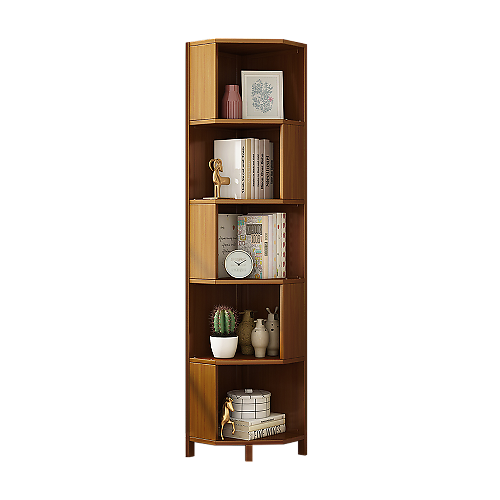 NNEDSZ 5-Shelf Corner Bookcase Industrial Bookshelf Display Storage Stand