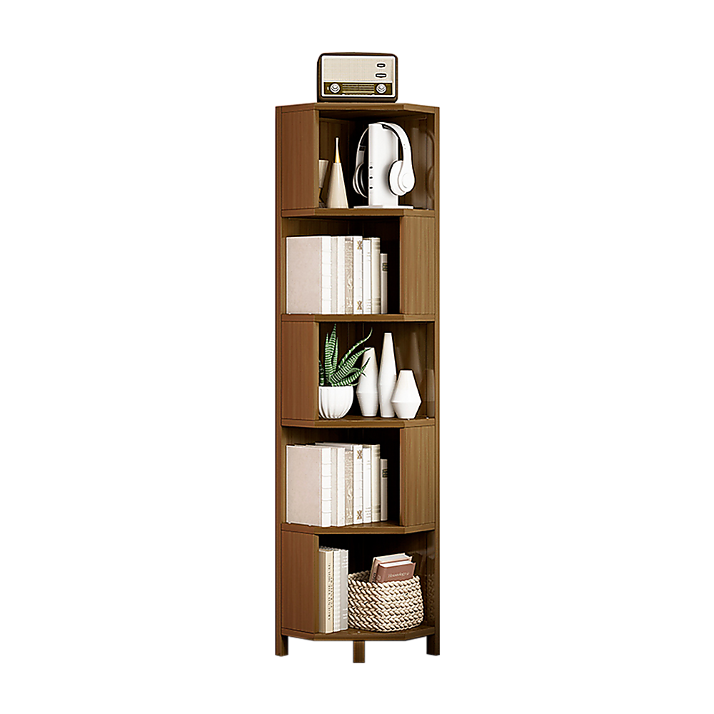 NNEDSZ 5-Shelf Corner Bookcase Industrial Bookshelf Display Storage Stand