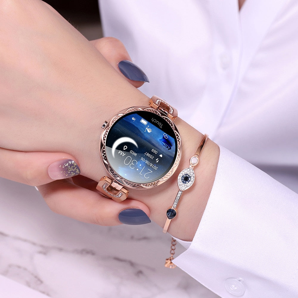 Women's Patterned Metal Smart Watch
