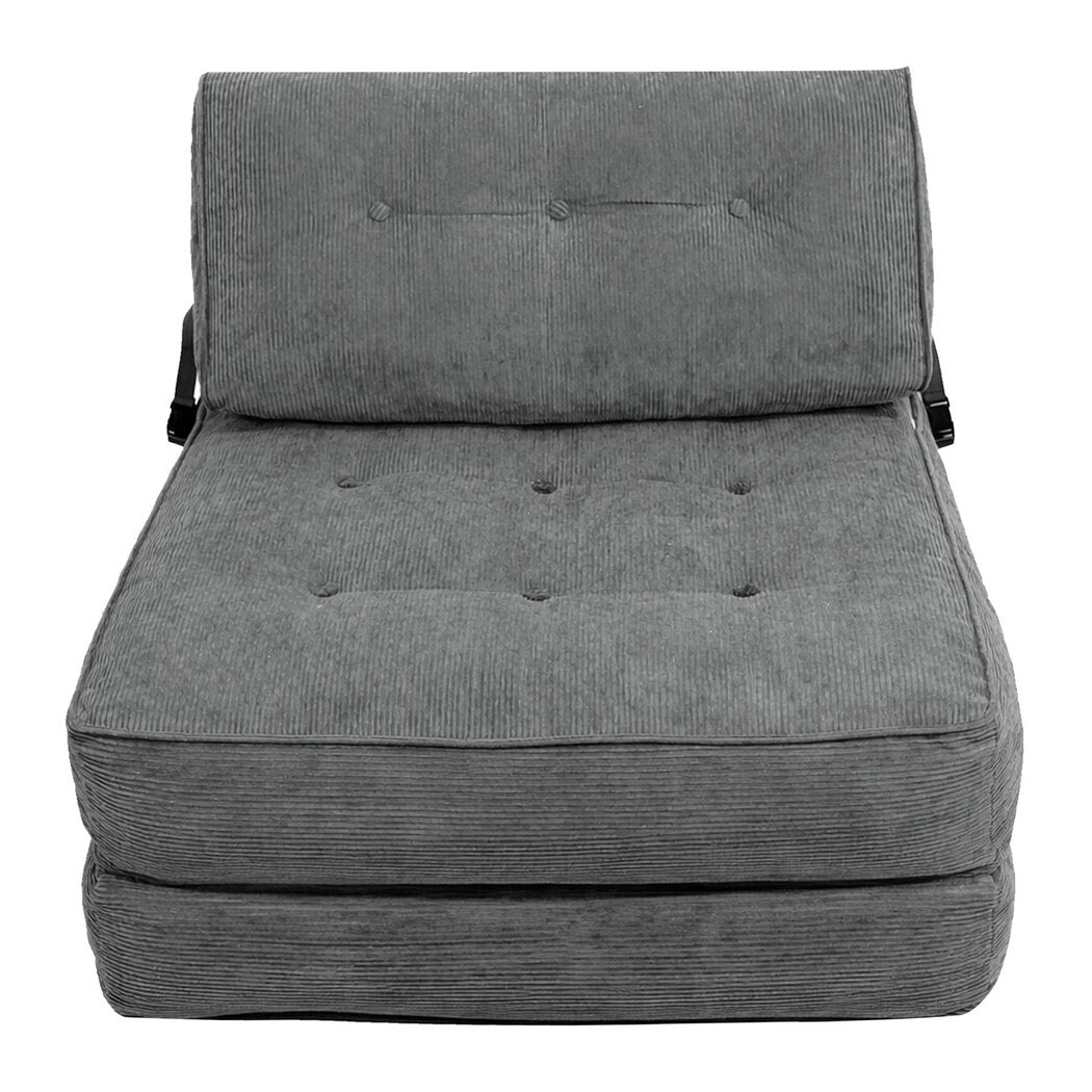 Levede Convertible Sofa Bed Foldable Single Sleeper Bed Compact Living Room Grey